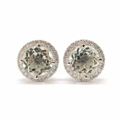 Boucles d'oreilles aigues-marines diamants or blanc