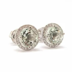 Boucles d'oreilles aigues-marines diamants or blanc