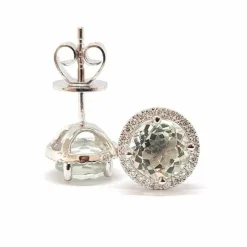 Boucles d'oreilles aigues-marines diamants or blanc