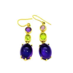 Boucles d'Oreilles Améthyste et Péridot