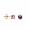 Boucles d'oreilles améthyste en or rose