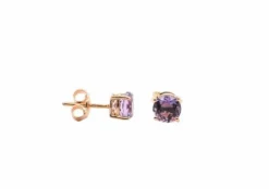 Boucles d'oreilles améthyste en or rose