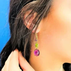 Boucles d'Oreilles Améthyste et Péridot
