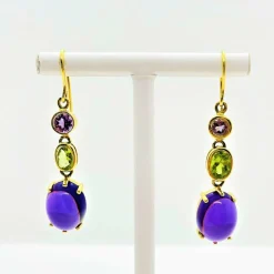 Boucles d'Oreilles Améthyste et Péridot