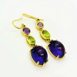 Boucles d'Oreilles Améthyste et Péridot