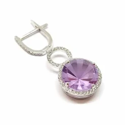 Boucles d'oreilles améthystes diamants or blanc