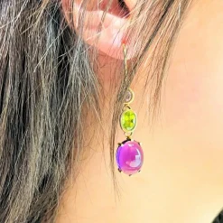 Boucles d'Oreilles Améthyste et Péridot