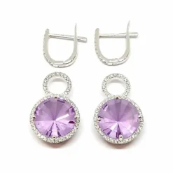 Boucles d'oreilles améthystes diamants or blanc