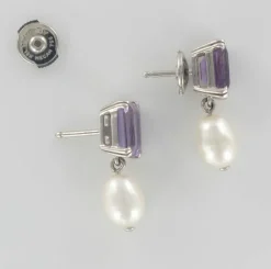 Boucles d'oreilles améthystes et perles