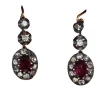 Boucles d'oreilles anciennes fin 19e siècle rubis diamants