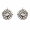 Boucles d'oreilles ancienne diamants taillés en rose en dormeuse