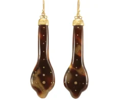 Boucles d'oreilles anciennes en or piqué écaille de tortue