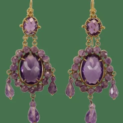 Boucles d'oreilles anciennes en or et améthyste