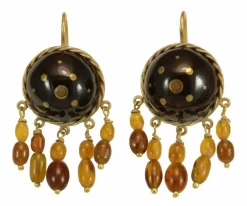 Boucles d'oreilles anciennes en or piqué écaille de tortue