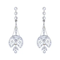 Boucles d'oreilles anciennes diamants Belle époque