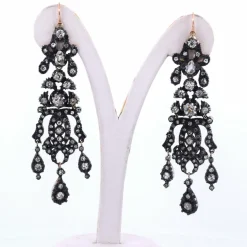 BOUCLES D'OREILLES ANCIENNES - OR ROSE ET ARGENT - ÉPOQUE VICTORIENNE
