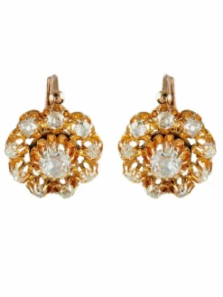 BOUCLES D'OREILLES ANCIENNES OR & DIAMANTS