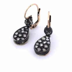 BOUCLES D'OREILLES ANCIENNES EN OR ET ARGENT - ÉPOQUE VICTORIENNE