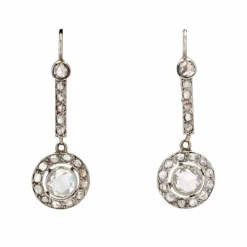 Boucles d'oreilles anciennes diamants taillés en rose