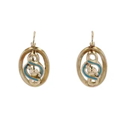 Boucles d'oreilles ancienne Dormeuses Or et émail