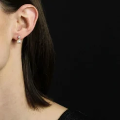 Boucles d'oreilles anciennes diamants perles