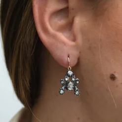 BOUCLES D'OREILLES ANCIENNES - OR ROSE ET ARGENT - ÉPOQUE VICTORIENNE