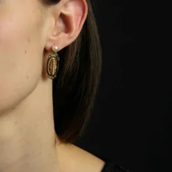 Boucles d'oreilles anciennes perles et ses pendants or rose perles fines