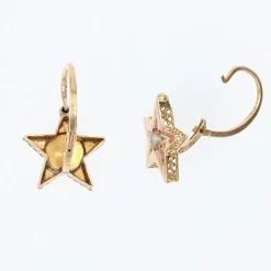 Boucles d'oreilles anciennes étoiles or rose perles