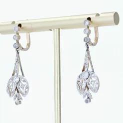 Boucles d'oreilles anciennes diamants Belle époque