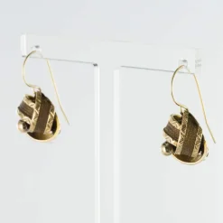 Boucles d'oreilles anciennes noeuds d'or et de cheveux