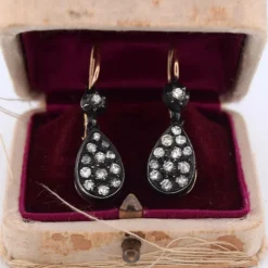 BOUCLES D'OREILLES ANCIENNES EN OR ET ARGENT - ÉPOQUE VICTORIENNE