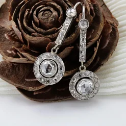 Boucles d'oreilles anciennes diamants taillés en rose
