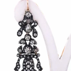 BOUCLES D'OREILLES ANCIENNES - OR ROSE ET ARGENT - ÉPOQUE VICTORIENNE