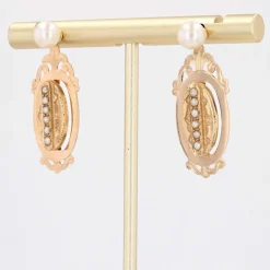 Boucles d'oreilles anciennes perles et ses pendants or rose perles fines