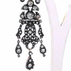BOUCLES D'OREILLES ANCIENNES - OR ROSE ET ARGENT - ÉPOQUE VICTORIENNE