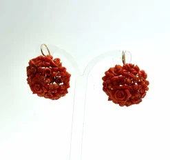 Boucles d'oreilles anciennes en corail sicilien