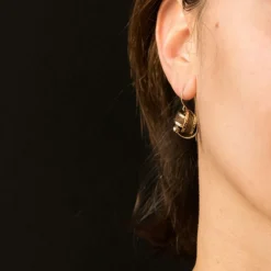 Boucles d'oreilles anciennes noeuds d'or et de cheveux