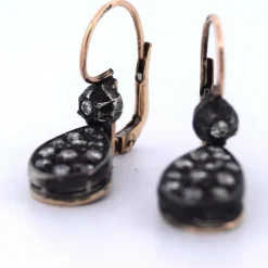 BOUCLES D'OREILLES ANCIENNES EN OR ET ARGENT - ÉPOQUE VICTORIENNE