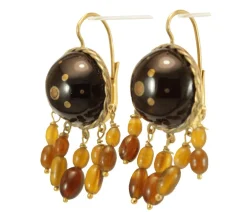Boucles d'oreilles anciennes en or piqué écaille de tortue