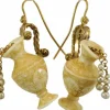Boucles d'oreilles antiques en or sculptées en ivoire