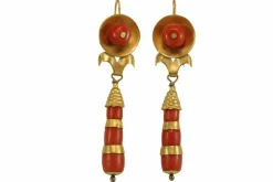 Boucles d'oreilles antiques en or corail