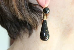 Boucles d'oreilles antiques en or piqué écaille de tortue