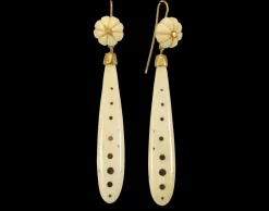 Boucles d'oreilles antiques en or piqué ivoire