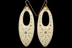 Boucles d'oreilles antiques en or piqué ivoire