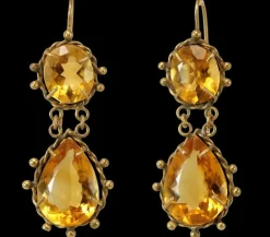 Boucles d'oreilles antiques en or et topaze