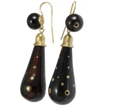 Boucles d'oreilles antiques en or piqué écaille de tortue