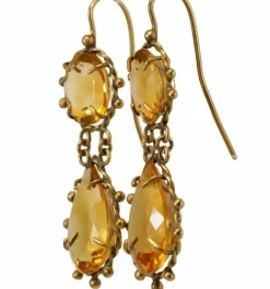 Boucles d'oreilles antiques en or et topaze
