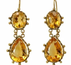 Boucles d'oreilles antiques en or et topaze