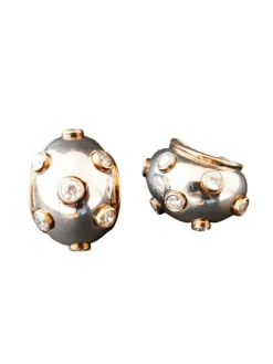 Boucles d'Oreilles Argent Et Pierres Blanches