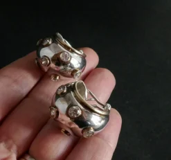 Boucles d'Oreilles Argent Et Pierres Blanches